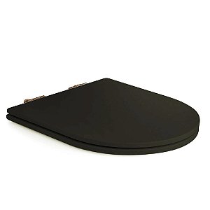 Tampa de Vaso Sanitário Poliéster Soft Close LUXO Carrara Marrom Fosco Rose Gold para vaso Deca