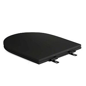 Tampa de Vaso Sanitário Poliéster Luxo Carrara Preto Fosco para vaso Deca com Ferragem Preta