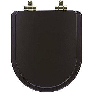 Tampa de Vaso Sanitário Poliéster Soft Close Link/LK Marrom Fosco para vaso Deca com Ferragem Dourada