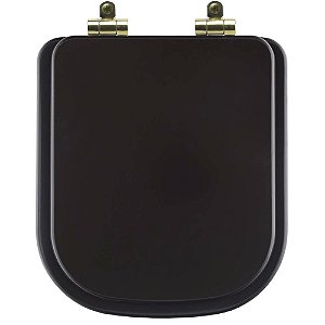 Tampa de Vaso Sanitário Poliéster Soft Close Piano Marrom Fosco para vaso Deca com Ferragem Dourada