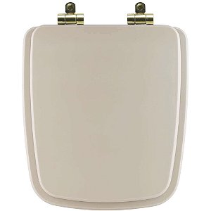 Tampa de Vaso Sanitário Poliéster Soft Close Boss Beige (Bege Fosco) para vaso Incepa com Ferragem Dourada