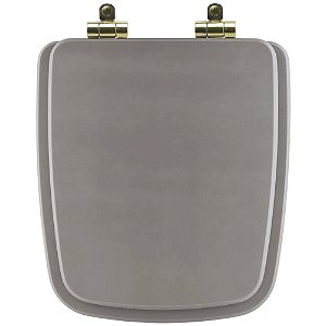 Tampa de Vaso Sanitário Poliéster Soft Close Boss Stone (Cinza Fosco) para vaso Incepa com Ferragem Dourada