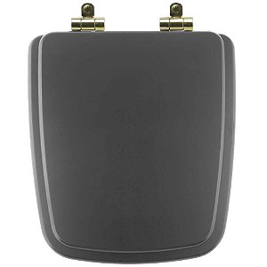 Tampa de Vaso Sanitário Poliéster Soft Close Boss Onix (Preto Fosco) para vaso Incepa com Ferragem Dourada