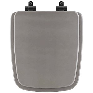 Tampa de Vaso Sanitário Poliéster Soft Close Boss Stone (Cinza Fosco) para vaso Incepa com Ferragem Preta