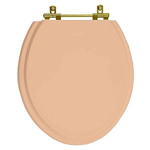 Tampa de Vaso Sanitário Poliéster Convencional Oval Pêssego 73 para vaso Celite com Ferragem Dourada