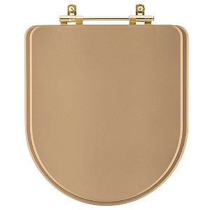 Tampa de Vaso Sanitário Poliéster Carrara Bege Castor para vaso Deca com Ferragem Dourada