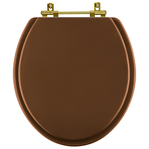 Tampa de Vaso Sanitário Poliéster Convencional Universal Oval Ocre com Ferragem Dourada