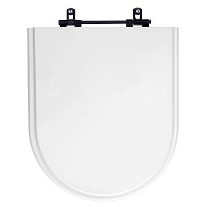 Tampa de Vaso Sanitário Poliéster Carrara Branco Com Ferragem Preta