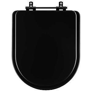 Tampa de Vaso Sanitário Poliéster Carrara Preto (ebano) para vaso Deca com Ferragem Preta