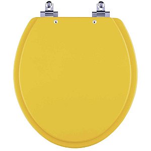 Tampa de Vaso Sanitário Laqueado Soft Close Convencional Oval Amarelo Fosco