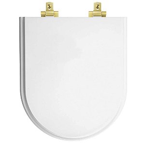 Tampa de Vaso Sanitário Laqueado Soft Close Belle Epoque Branco para vaso Deca com Ferragem Dourada