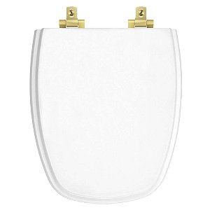 Tampa de Vaso Sanitário Laqueado Soft Close Monte Carlo Branco para vaso Deca com Ferragem Dourada