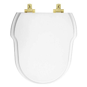 Tampa de Vaso Sanitário Laqueado Soft Close Hampton Branco para vaso Incepa com Ferragem Dourada