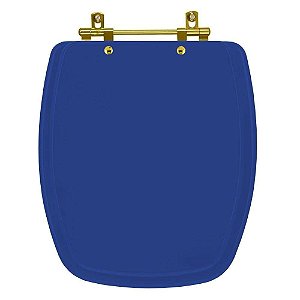 Tampa de Vaso Sanitário Laqueado Stylus Azul Mineral para vaso Celite com Ferragem Dourada