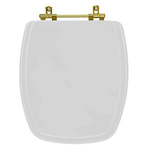 Tampa de Vaso Sanitário Laqueado Stylus Cinza Prata para vaso Celite com Ferragem Dourada