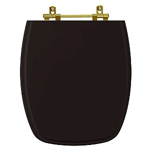 Tampa de Vaso Sanitário Laqueado Stylus Preto Com Ferragem Dourada