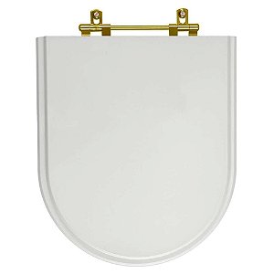 Tampa de Vaso Sanitário Laqueado Carrara Cinza Real para vaso Deca Com Ferragem Dourada