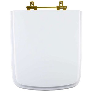 Tampa de Vaso Sanitário Laqueado Clean Branco para vaso Deca Com Ferragem Dourada