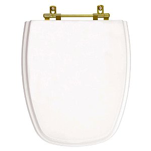 Tampa de Vaso Sanitário Laqueado Monte Carlo Branco Com Ferragem Dourada