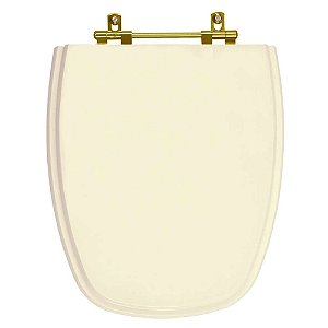 Tampa de Vaso Sanitário Laqueado Monte Carlo Creme para vaso Deca Com Ferragem Dourada