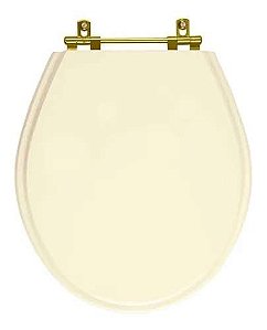 Tampa de Vaso Sanitário Laqueado Ravena Creme Ferragem Dourada