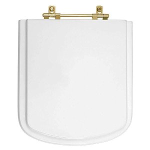 Tampa de Vaso Sanitário Laqueado Bali Branco para vaso Incepa Com Ferragem Dourada