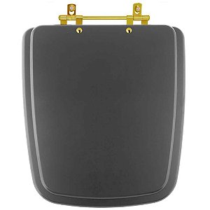 Tampa de Vaso Sanitário Laqueado Boss Noir Preto Fosco para vaso Incepa Com Ferragem Dourada