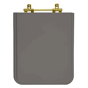 Tampa de Vaso Sanitário Laqueado Square Ambar (Cinza Escuro) para vaso Incepa com Ferragem Dourada