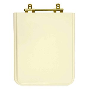 Tampa de Vaso Sanitário Laqueado Square Bone (Bege) para vaso Incepa com Ferragem Dourada