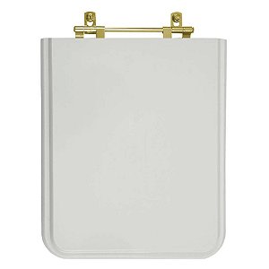 Tampa de Vaso Sanitário Laqueado Square Cinza Platina para vaso Incepa Com Ferragem Dourada