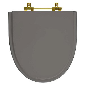 Tampa de Vaso Sanitário Laqueado Studio Cinza Escuro para vaso Incepa com Ferragem Dourada