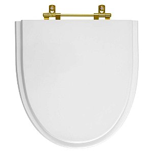 Tampa de Vaso Sanitário Laqueado Studio Branco para vaso Incepa com Ferragem Dourada