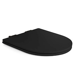 Tampa de Vaso Sanitário Poliéster Soft Close LUXO Carrara Preto Fosco Ferragem Preta