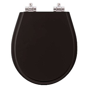 Tampa de Vaso Sanitário Poliéster Soft Close Aries Preto para vaso Eternit