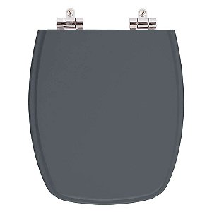 Tampa de Vaso Sanitário Poliéster Soft Close Primula Plus Cinza Escuro para vaso Fiori