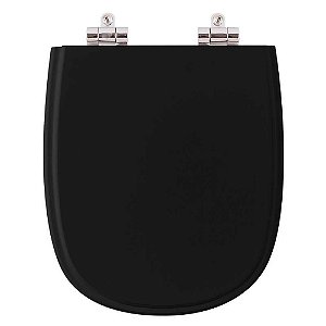 Tampa de Vaso Sanitário Poliéster Soft Close Preto Dona Beja para vaso Santa Clara