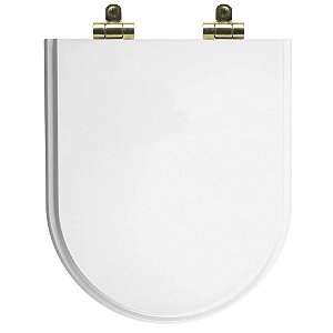 Tampa de Vaso Sanitário Poliéster Soft Close Belle Epoque Branco para vaso Deca com Ferragem Dourada