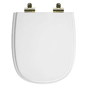 Tampa de Vaso Sanitário Poliéster Soft Close Sabatini Branco para vaso Icasa com Ferragem Dourada