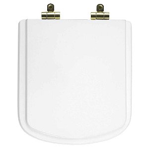 Tampa de Vaso Sanitário Poliéster Soft Close Bali Branco para vaso Incepa com Ferragem Dourada