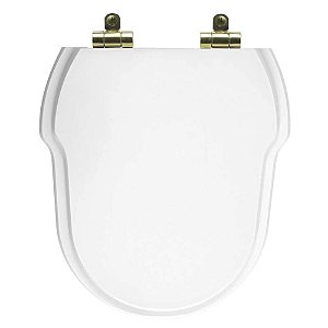 Tampa de Vaso Sanitário Poliéster Soft Close Hampton Branco para vaso Incepa com Ferragem Dourada