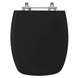 Tampa de Vaso Sanitário Poliéster Fiori Amarilis Preto em Resina