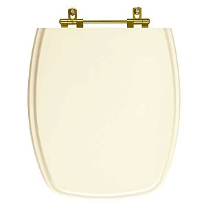 Tampa de Vaso Sanitário Poliéster Stylus Marfim Ferragem Dourada para vaso Celite