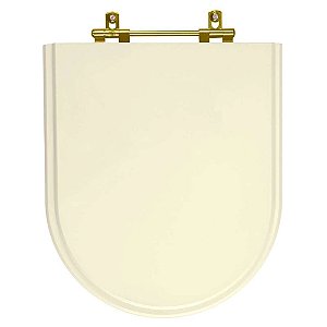 Tampa de Vaso Sanitário Poliéster Carrara Creme Ferragem Dourada para vaso Deca