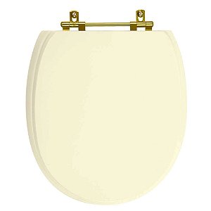 Tampa de Vaso Sanitário Poliéster De Ville Creme Ferragem Dourada para vaso Deca