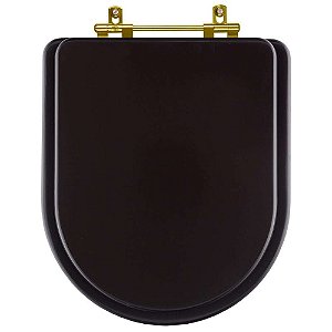 Tampa de Vaso Sanitário Poliéster Link Marrom Fosco para vaso Deca Com Ferragem Dourada