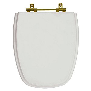 Tampa de Vaso Sanitário Poliéster Monte Carlo Cinza Real para vaso Deca Com Ferragem Dourada