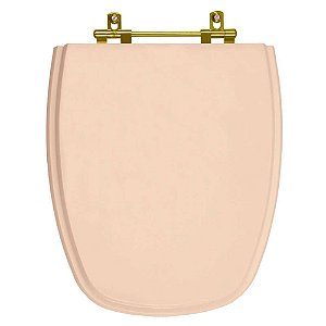 Tampa de Vaso Sanitário Poliéster Monte Carlo Rosa Floral Ferragem Dourada para vaso Deca