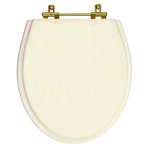 Tampa de Vaso Sanitário Poliéster Ritz Creme para vaso Deca Com Ferragem Dourada