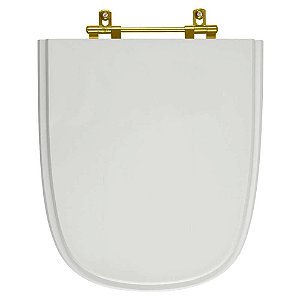 Tampa de Vaso Sanitário Poliéster Ibiza Cinza Platina para vaso Incepa Com Ferragem Dourada