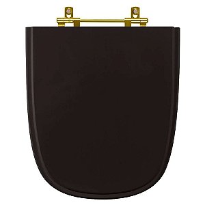 Tampa de Vaso Sanitário Poliéster Ibiza Preto Com Ferragem Dourada